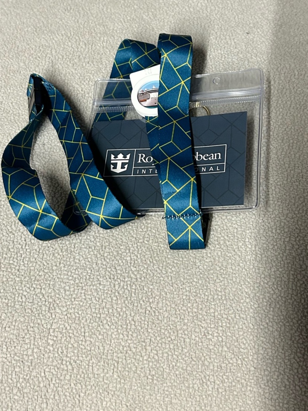 Royal Caribbean Teal Geometric Lanyard with ID Badge Holder